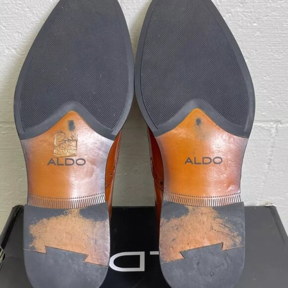 Aldo Frilidia Men\'s Monk Strap Wingtip Brown Leather Oxford Dress Shoes Sz 9 main image 8